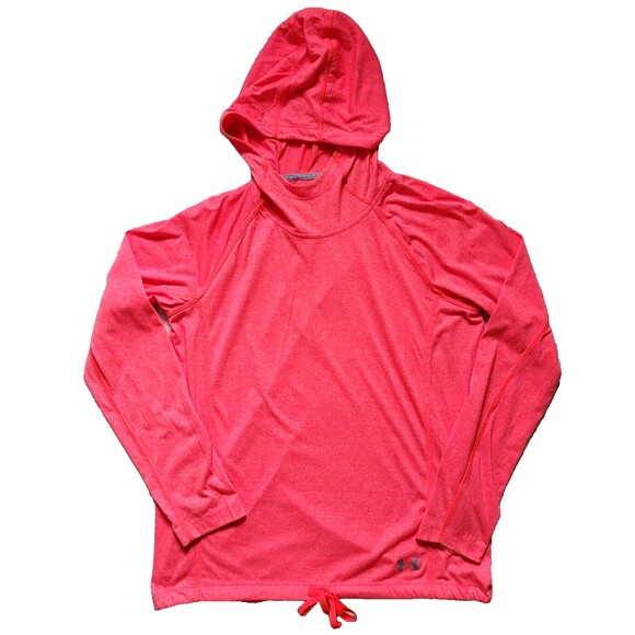 EUC Under Armour UA Threadborne Train Twist Hoodie Top Coral Red 1290041-963, M - Picture 1 of 4